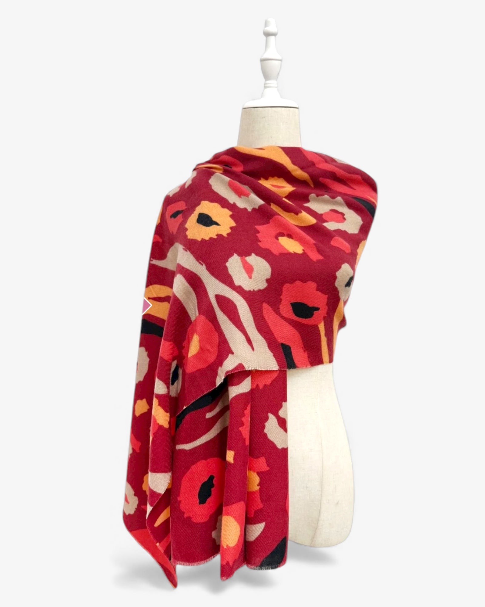 Abstract Animal Print Frayed Scarf
