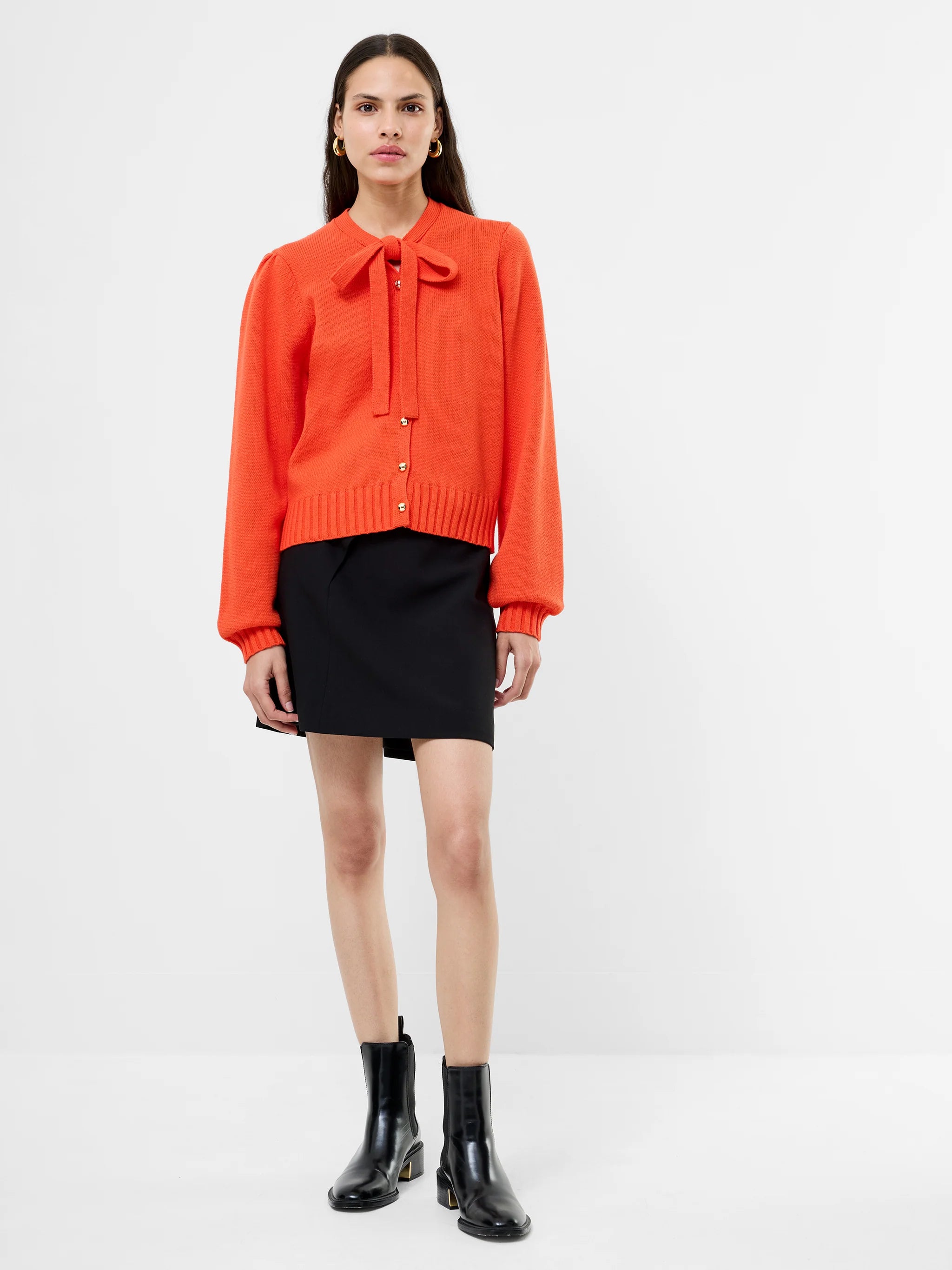 French Connection - Varli Long Sleeve Tie Neck Cardigan