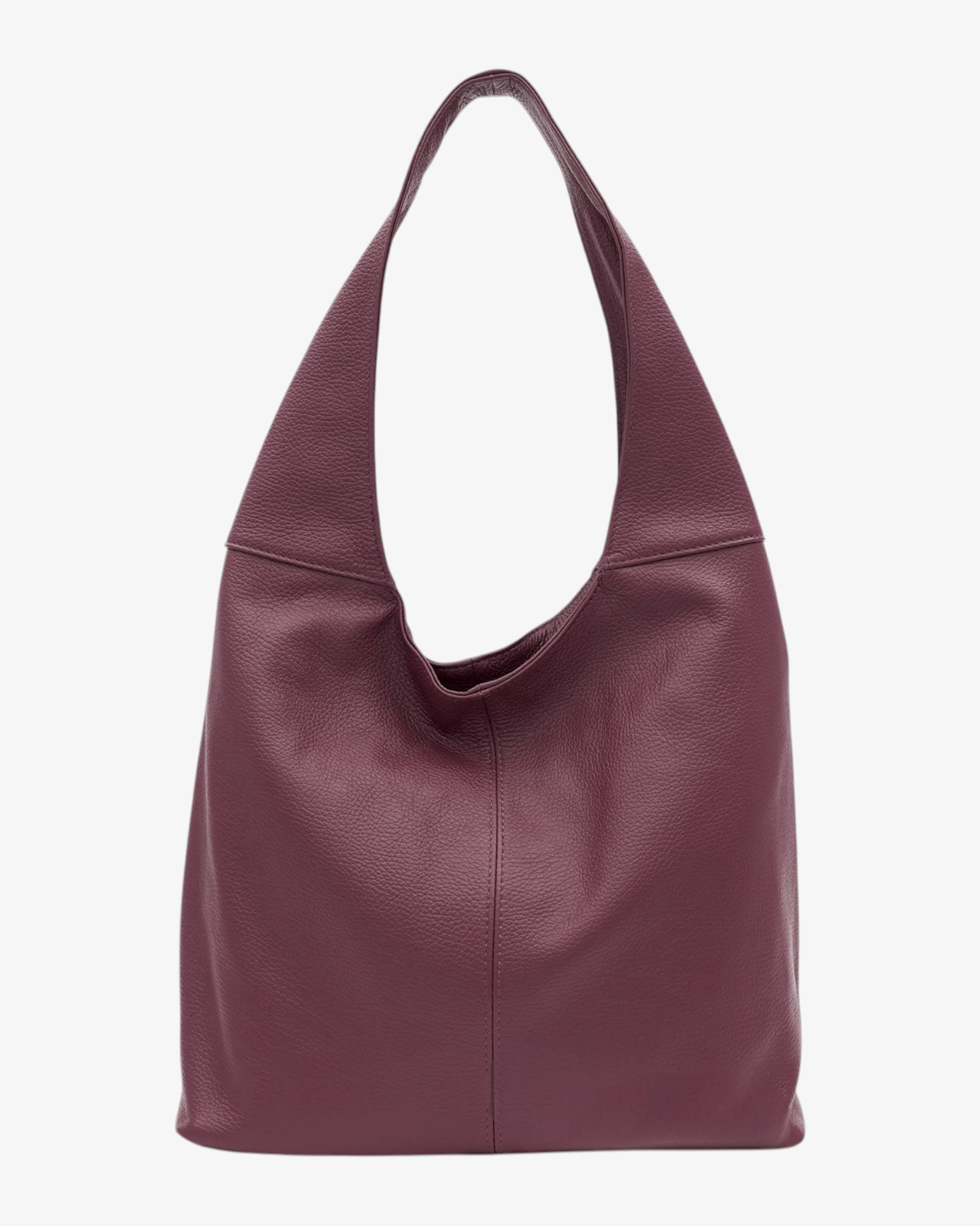 Leather Plain Hobo Bag