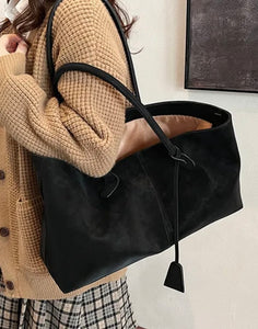 Suede Tote Bag - Black