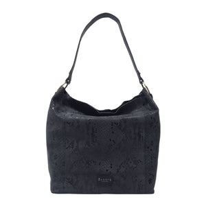 Assots London - Esme Python Snake Real Leather Slouchy Hobo Bag - Navy