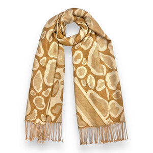 London Scarves - Bold Leopard Print Scarf - Beige