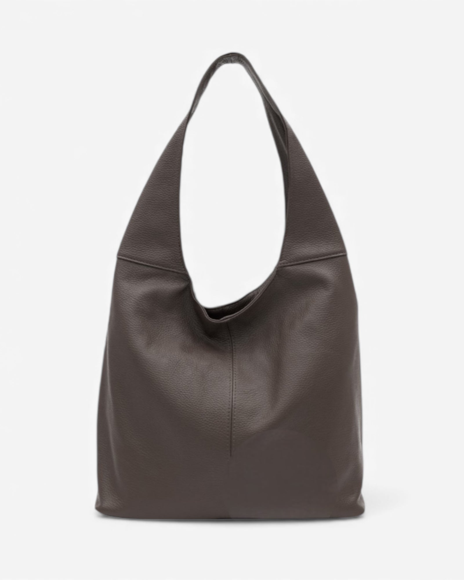 Chocolate Leather Plain Hobo Bag
