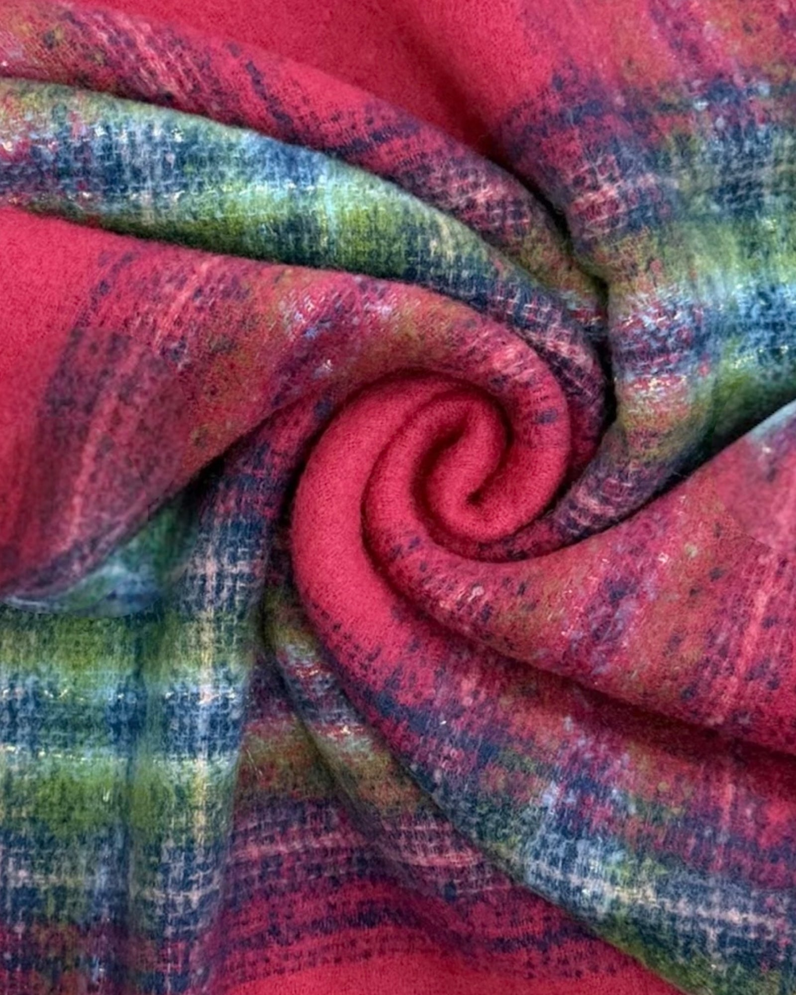 Woven Check Tassel Scarf - Pink