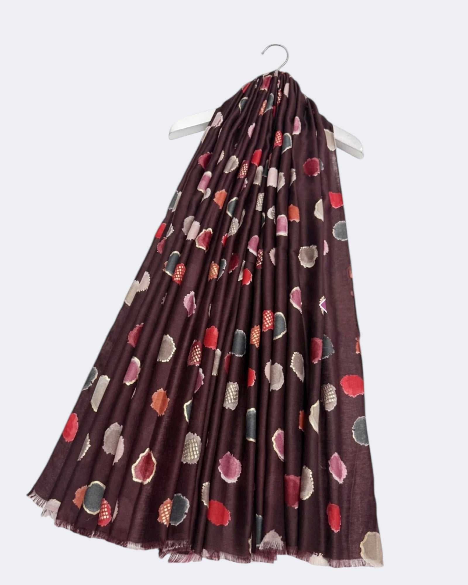 Foiled Polka Dot Scarf - Maroon