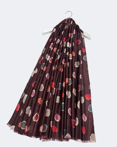 Foiled Polka Dot Scarf - Maroon