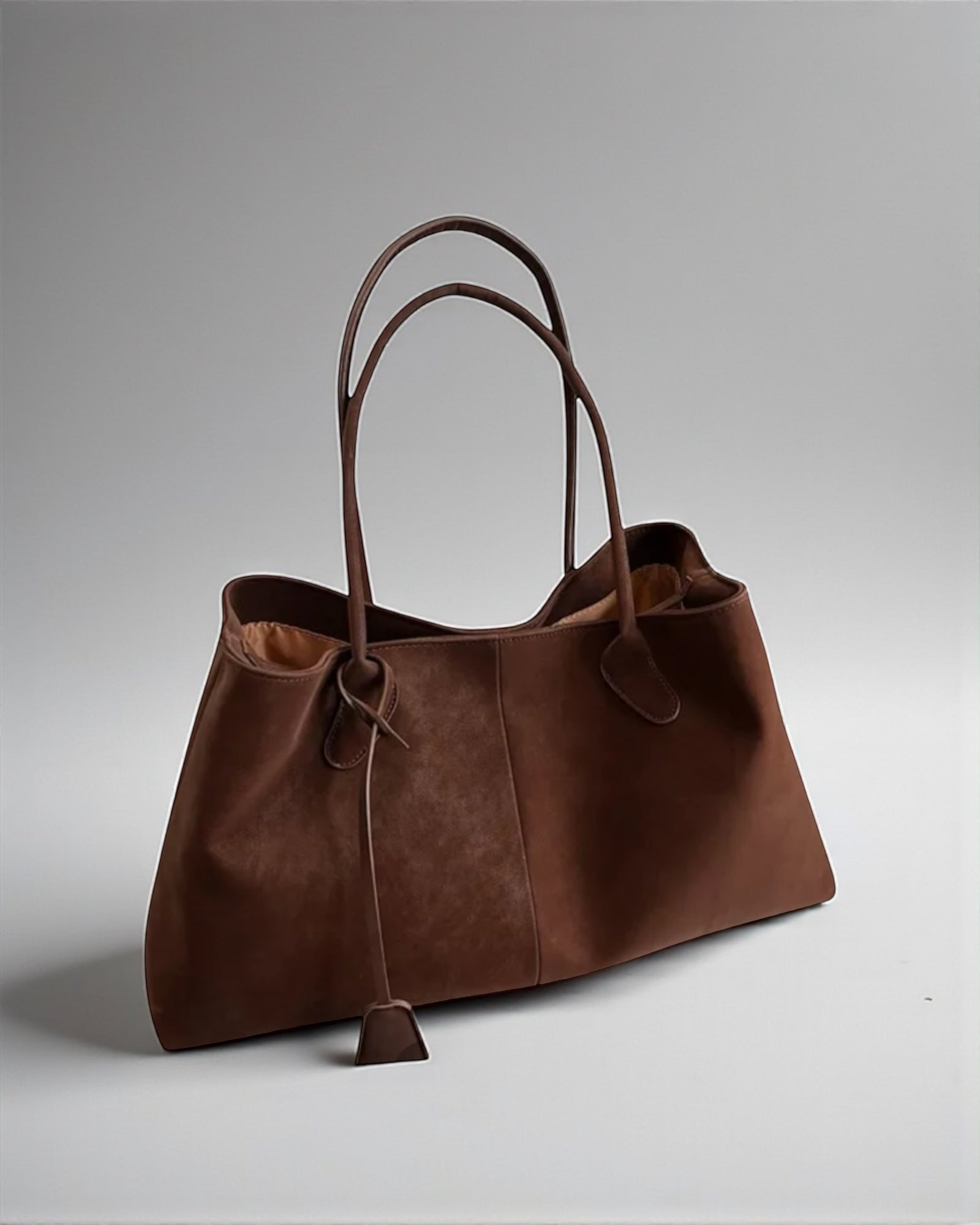Suede Tote Bag - Chocolate Brown