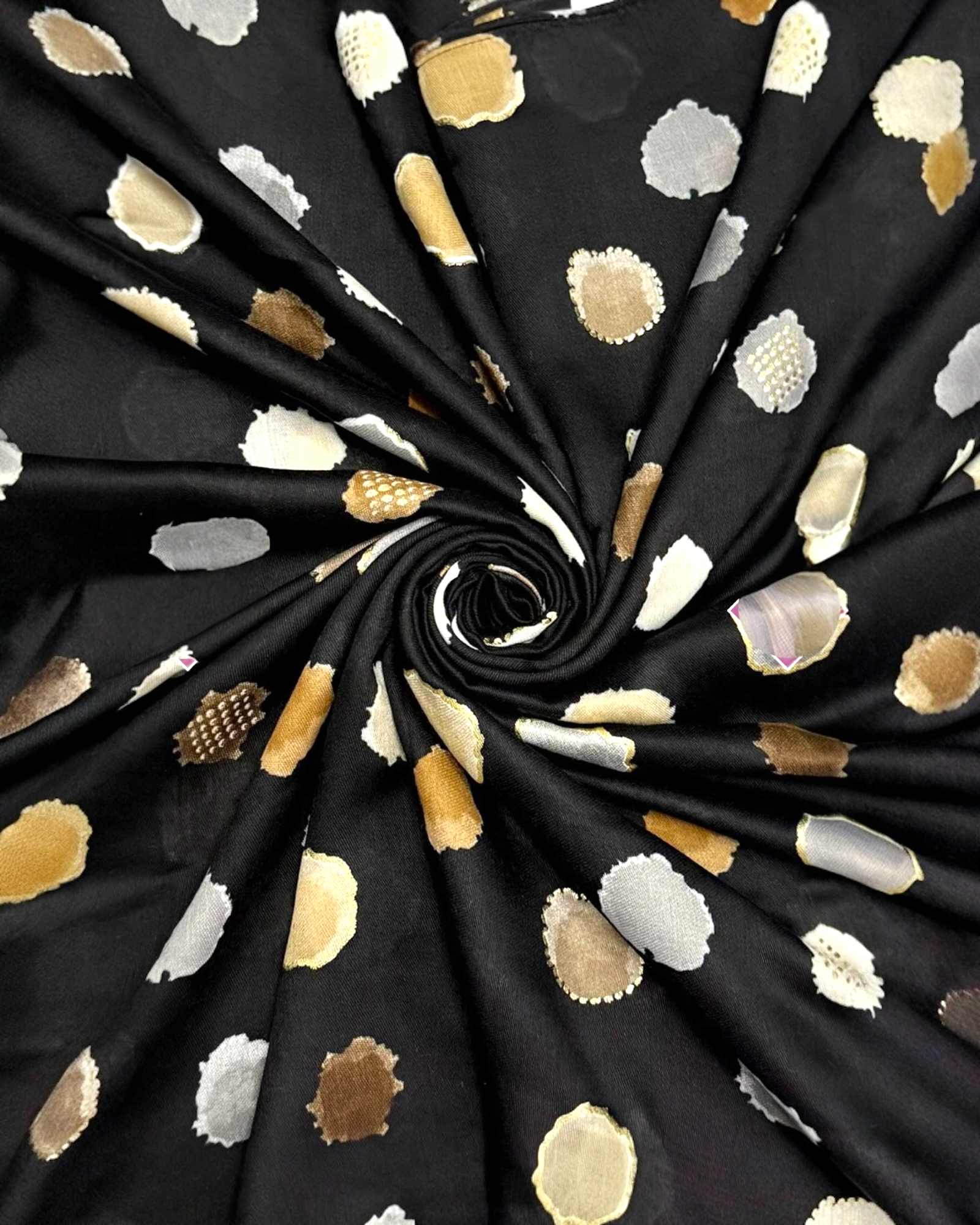 Foiled Polka Dot Scarf - Black