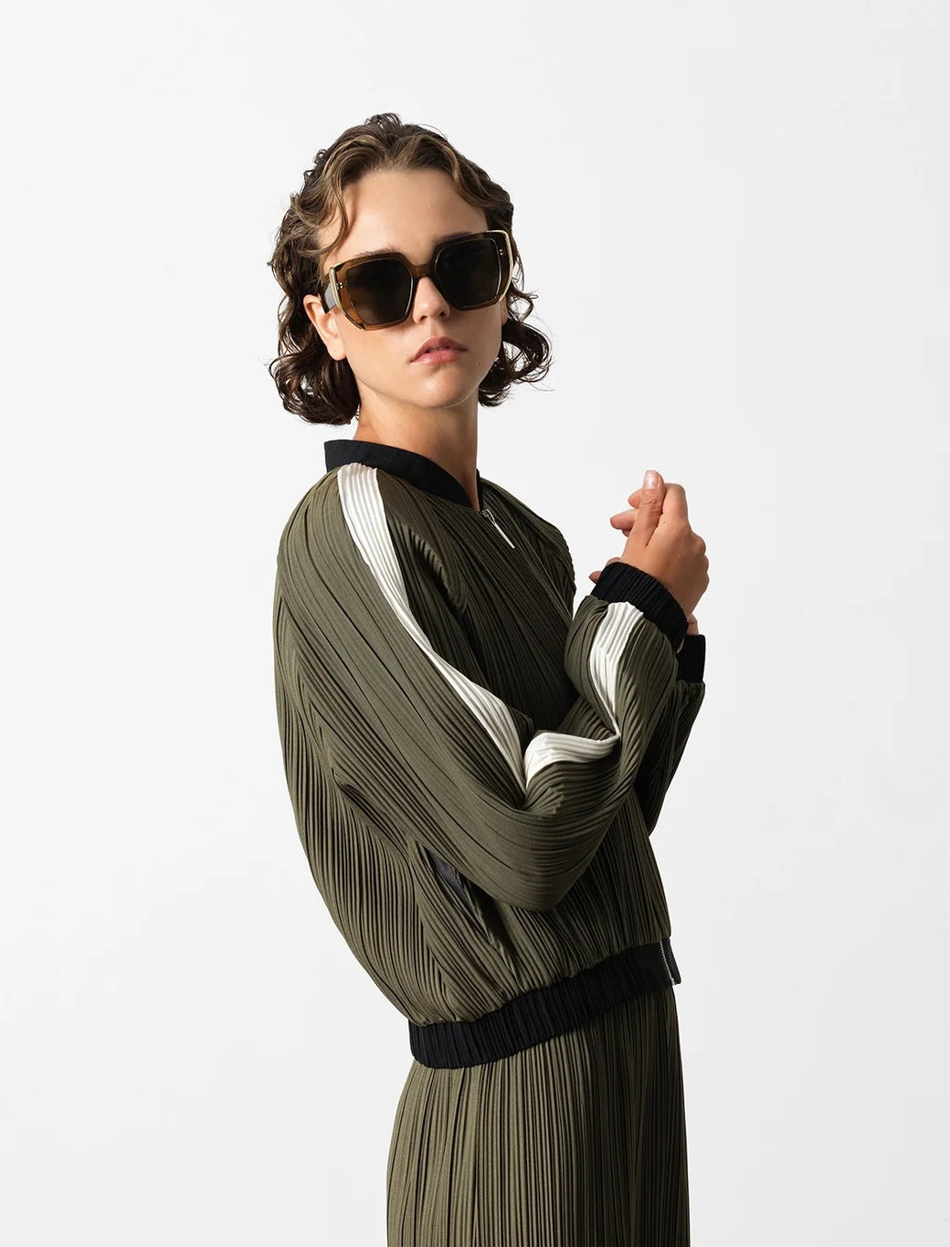 French Connection - Niri Plisse Bomber Jacket