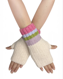 Rainbow Wool Hat Scarf & Glove Set - Pink Mix