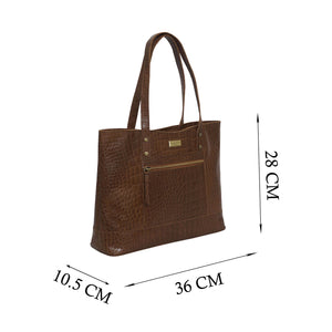 Assots London - HELENE Croc Leather Tote Bag - Tan