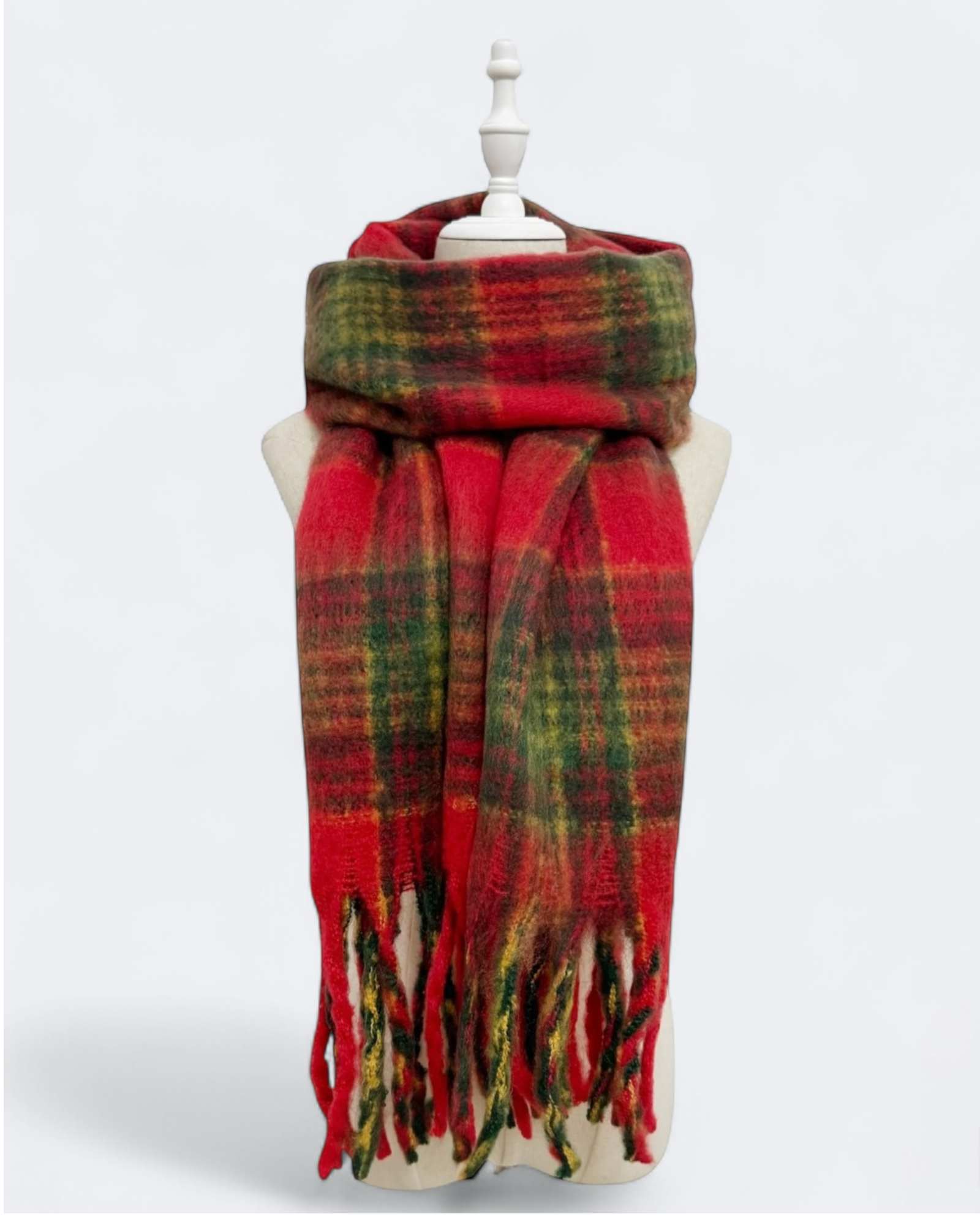 Tartan Check Wool Cosy Tassel Scarf