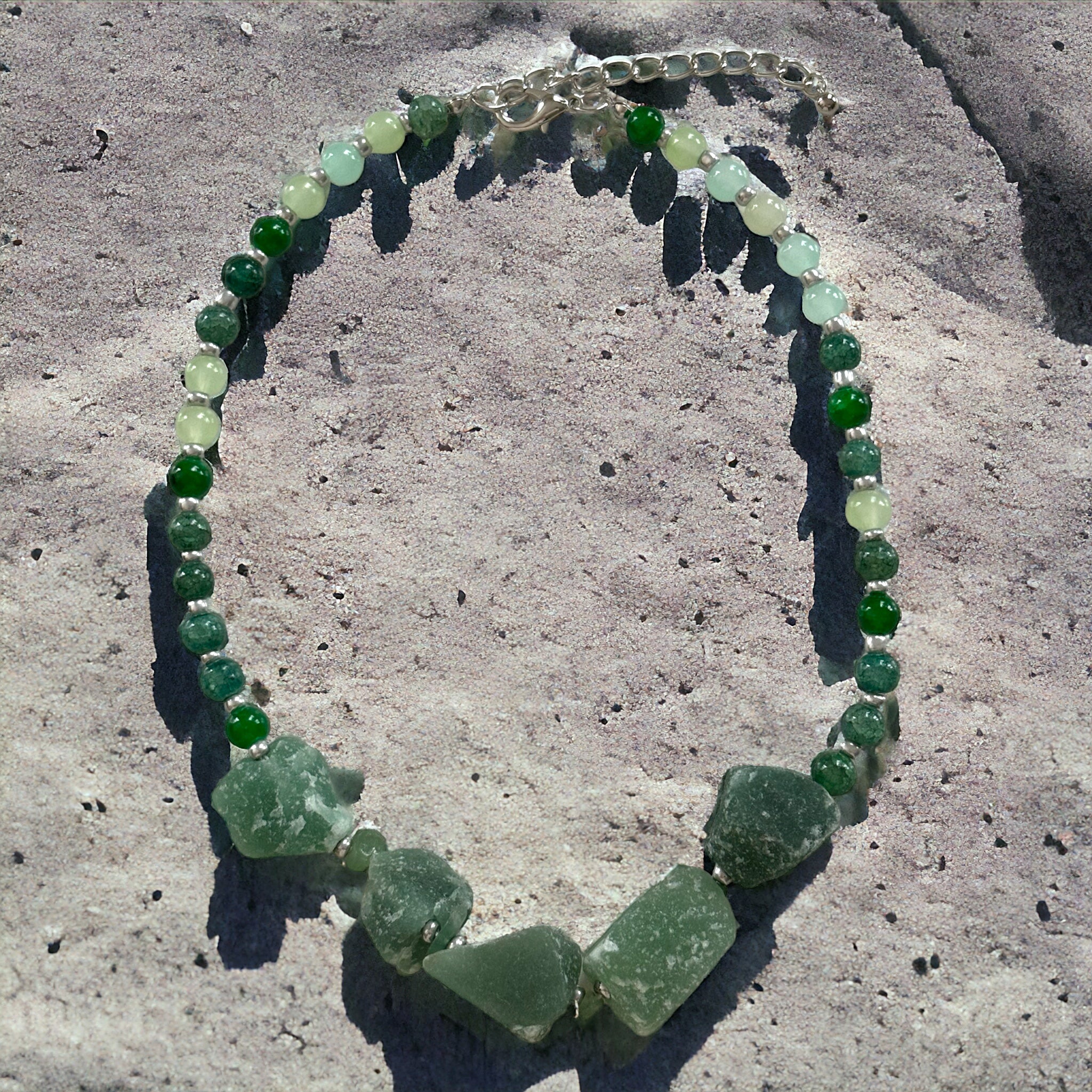 Natural Stone Short Necklace - Jade