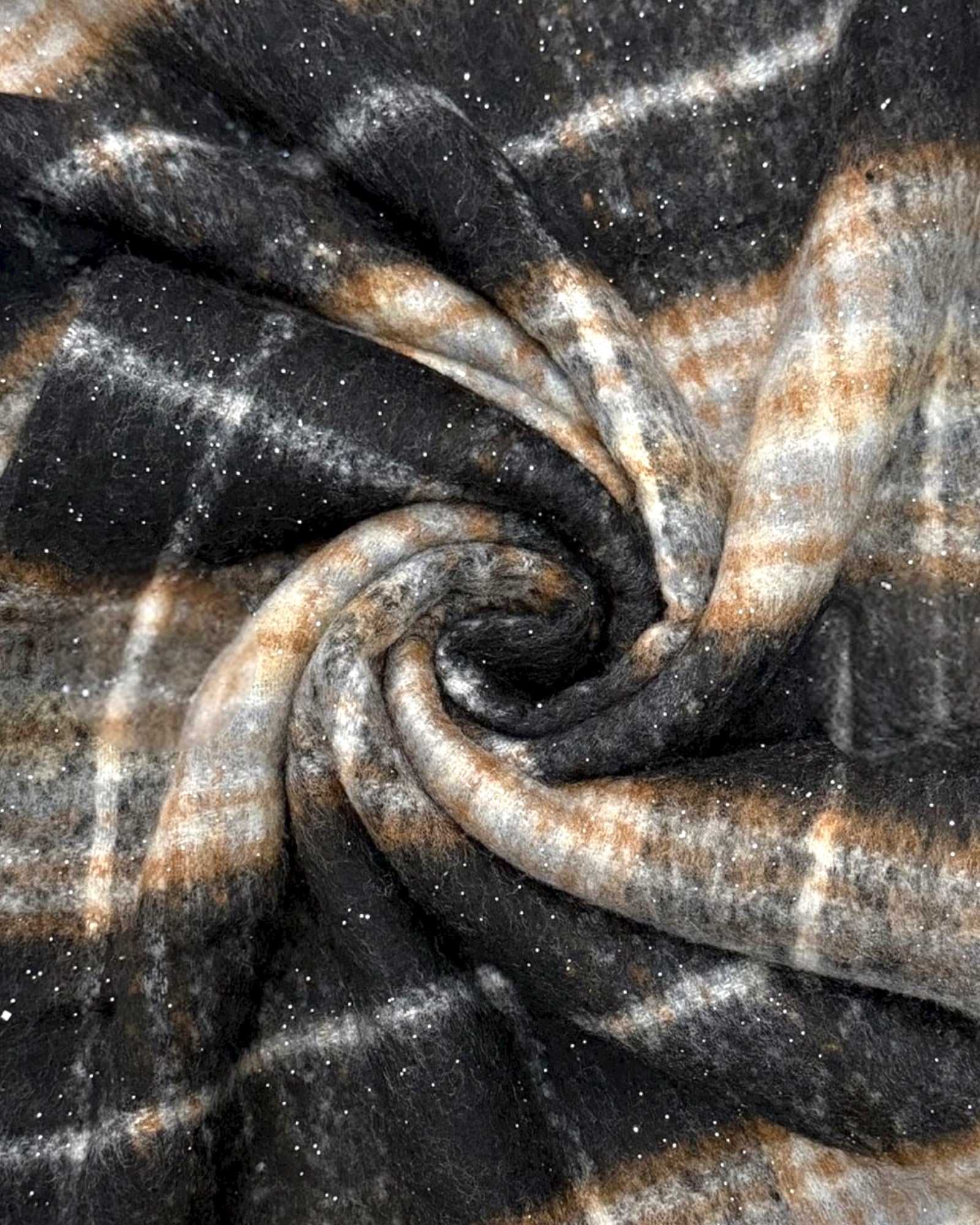 Silver Glitter Check Tassel Scarf