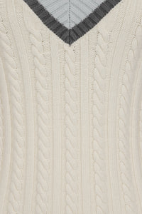 Alice Collins - Liz V Neck Jumper - White Oat