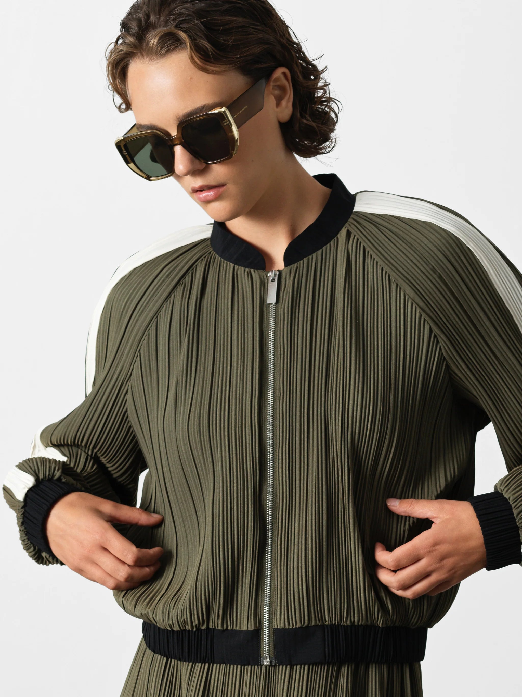 French Connection - Niri Plisse Bomber Jacket