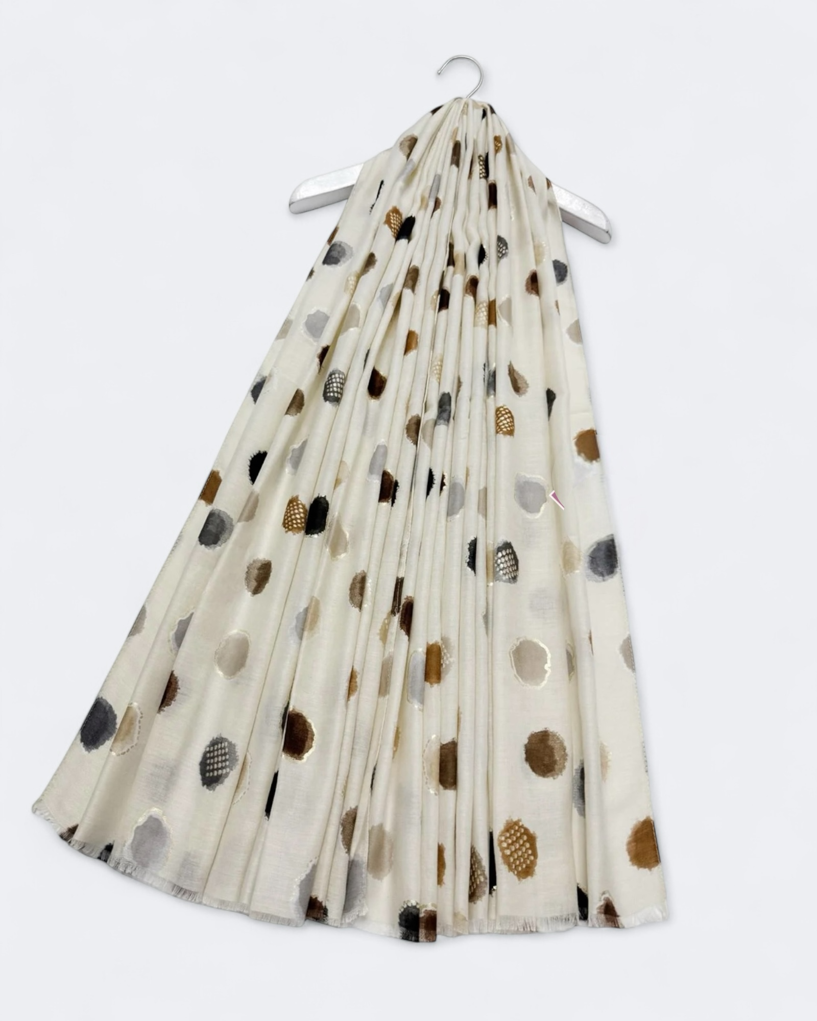 Foiled Polka Dot Scarf - Cream