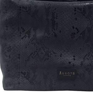 Assots London - Esme Python Snake Real Leather Slouchy Hobo Bag - Navy