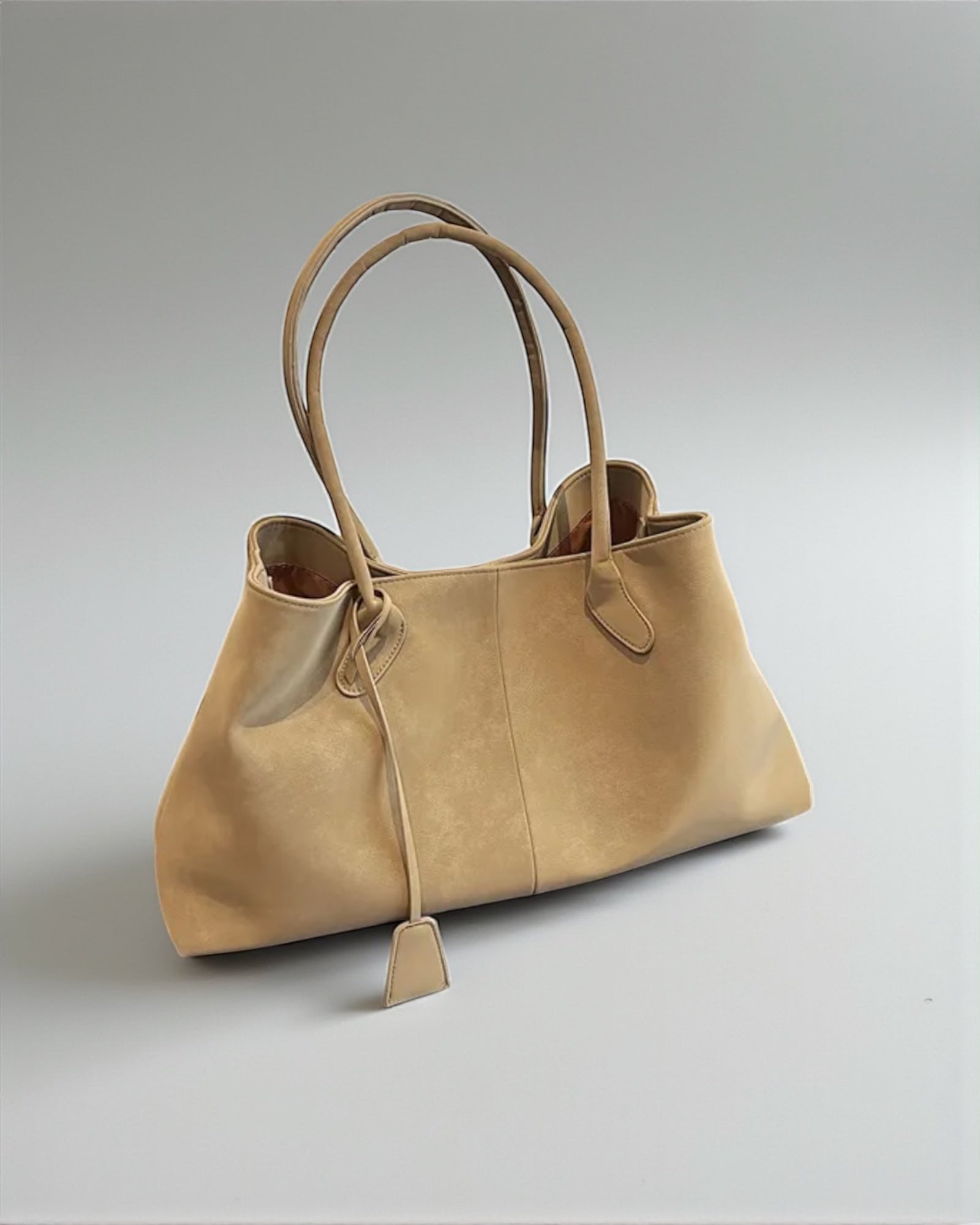 Suede Tote Bag - Light Khaki