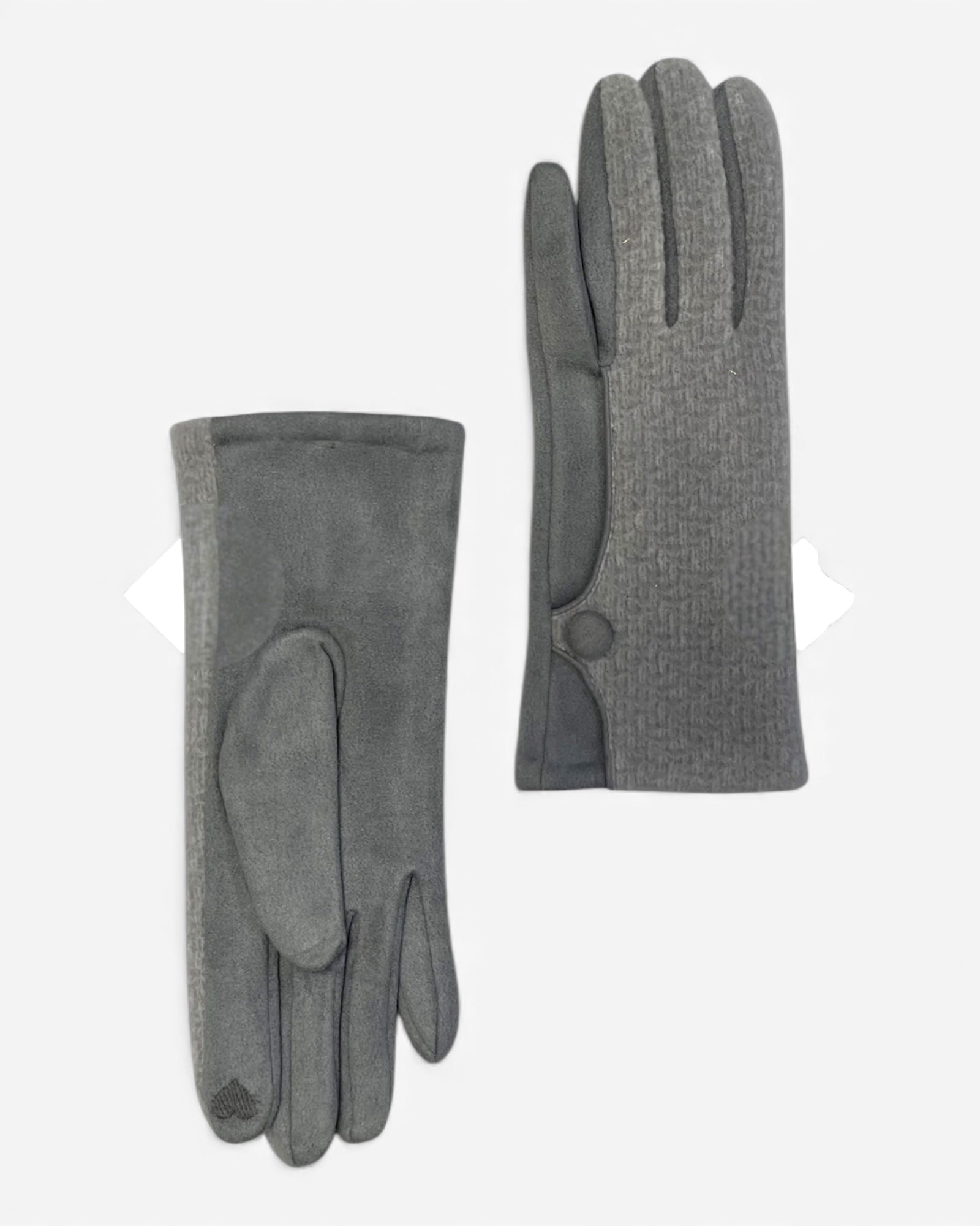 Plain Button Knit Touchscreen Gloves