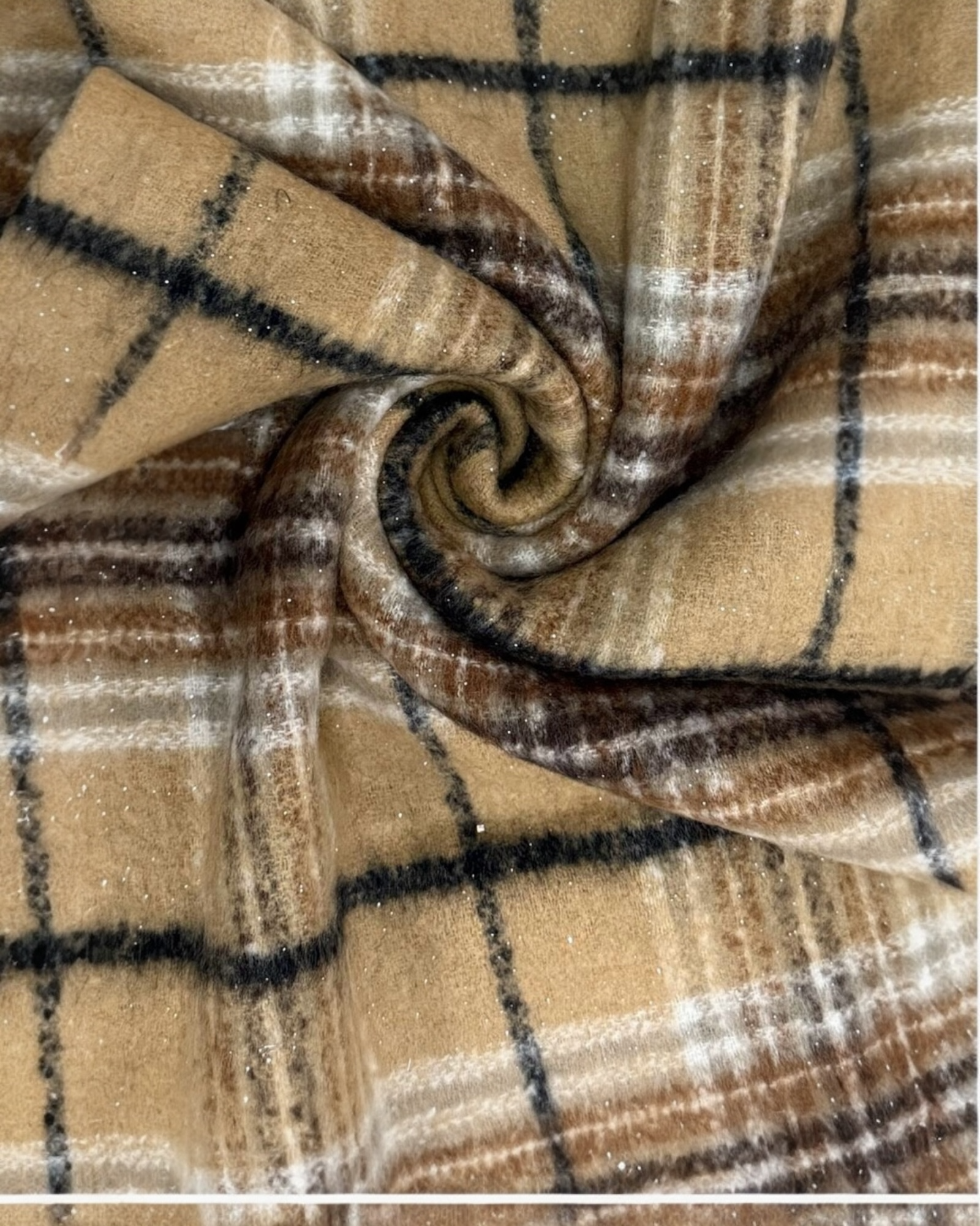 Silver Glitter Check Tassel Scarf