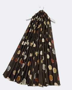 Foiled Polka Dot Scarf - Chocolate
