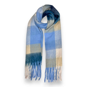 London Scarves - Soft check blanket scarf - Blue