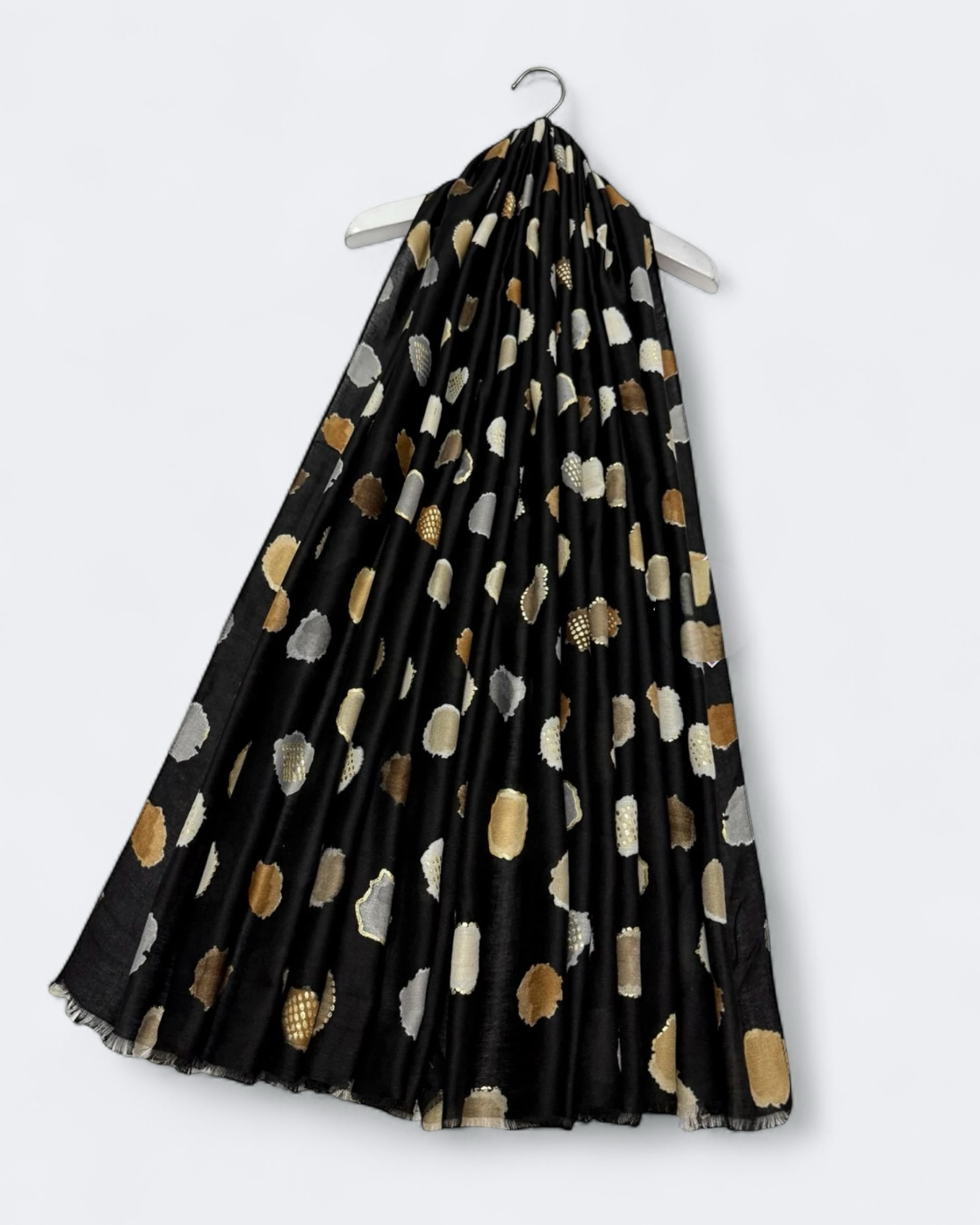 Foiled Polka Dot Scarf - Black
