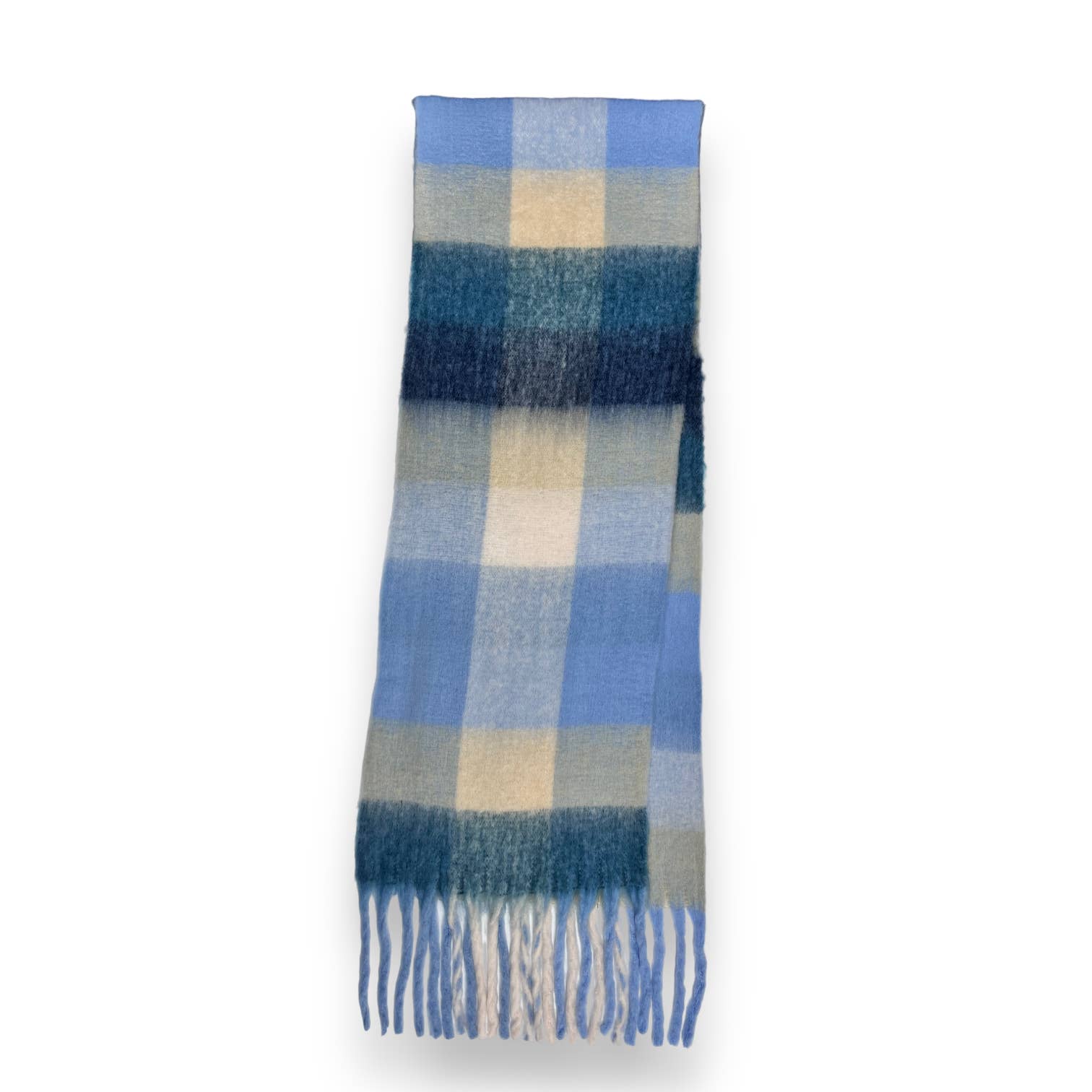 London Scarves - Soft check blanket scarf - Blue