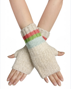Rainbow Wool Hat Scarf & Glove Set - Green Mix