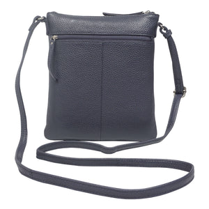 Assots London - ROSY Pebble Grain Soft Real Leather Crossbody Bag - Navy