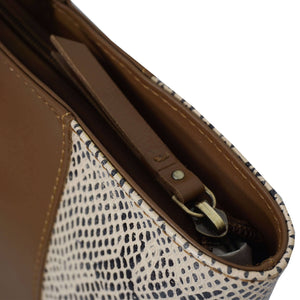 Assots London - Klara Leather Designer Tote - Tan Snake