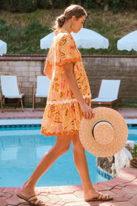 Oddi - Tangerine Baby Doll Mini Dress