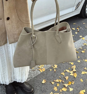 Suede Tote Bag - Light Khaki