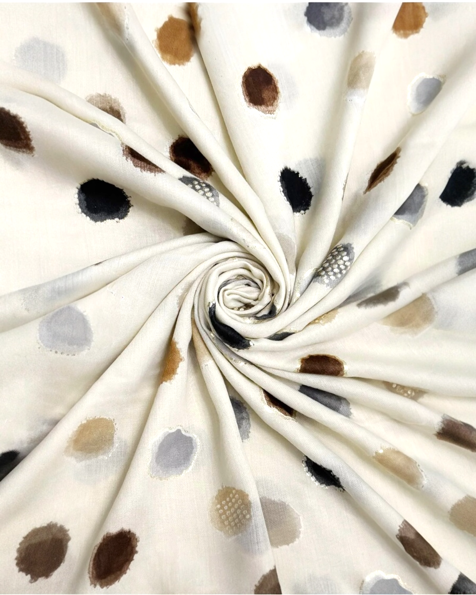 Foiled Polka Dot Scarf - Cream