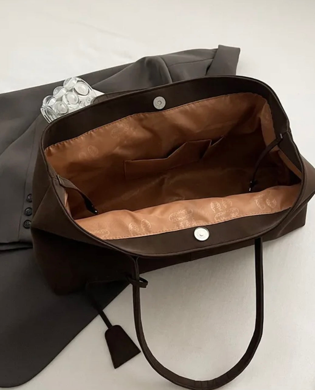 Suede Tote Bag - Chocolate Brown