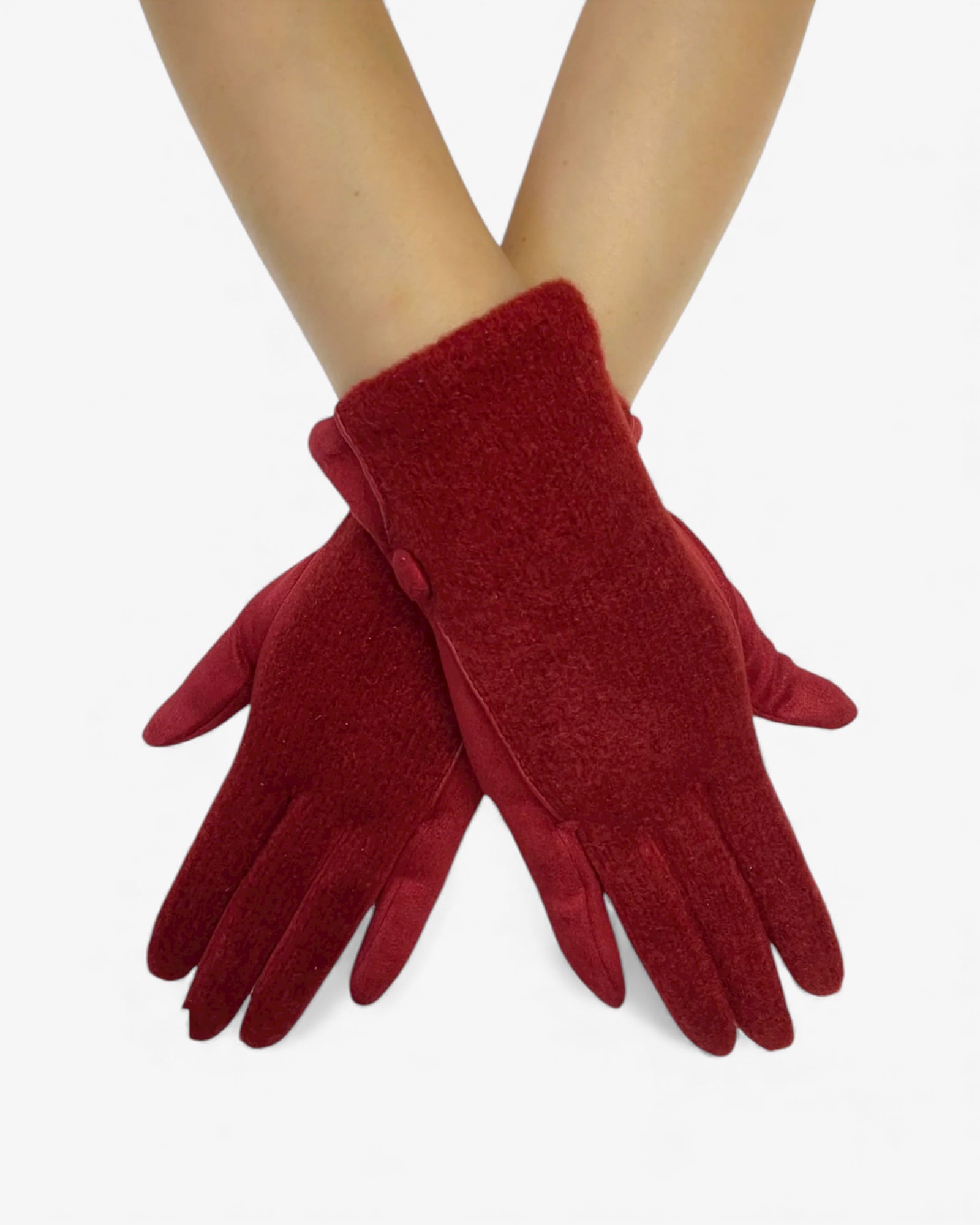 Plain Button Knit Touchscreen Gloves