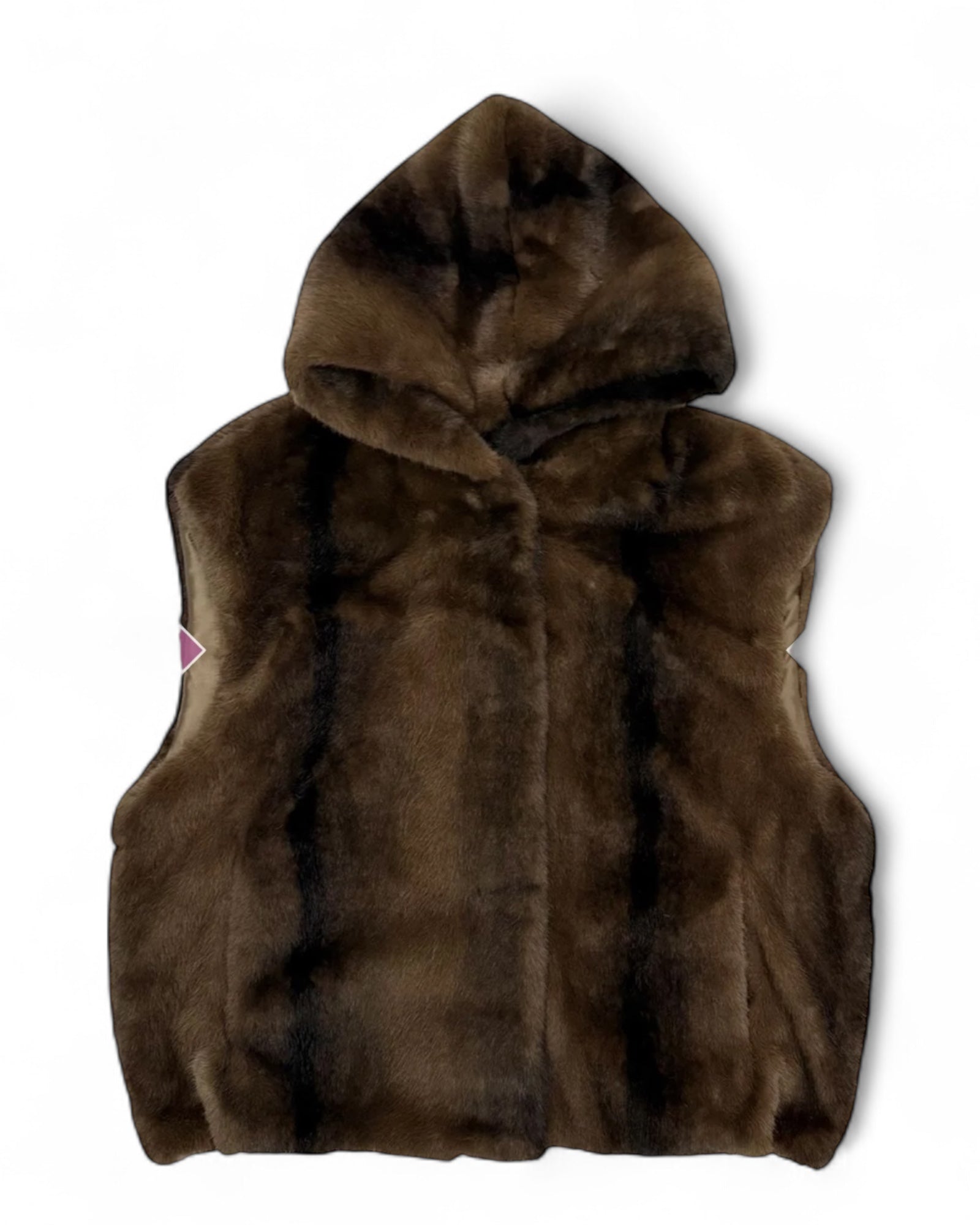 Luxe Faux Fur Hooded Gilet - Chocolate