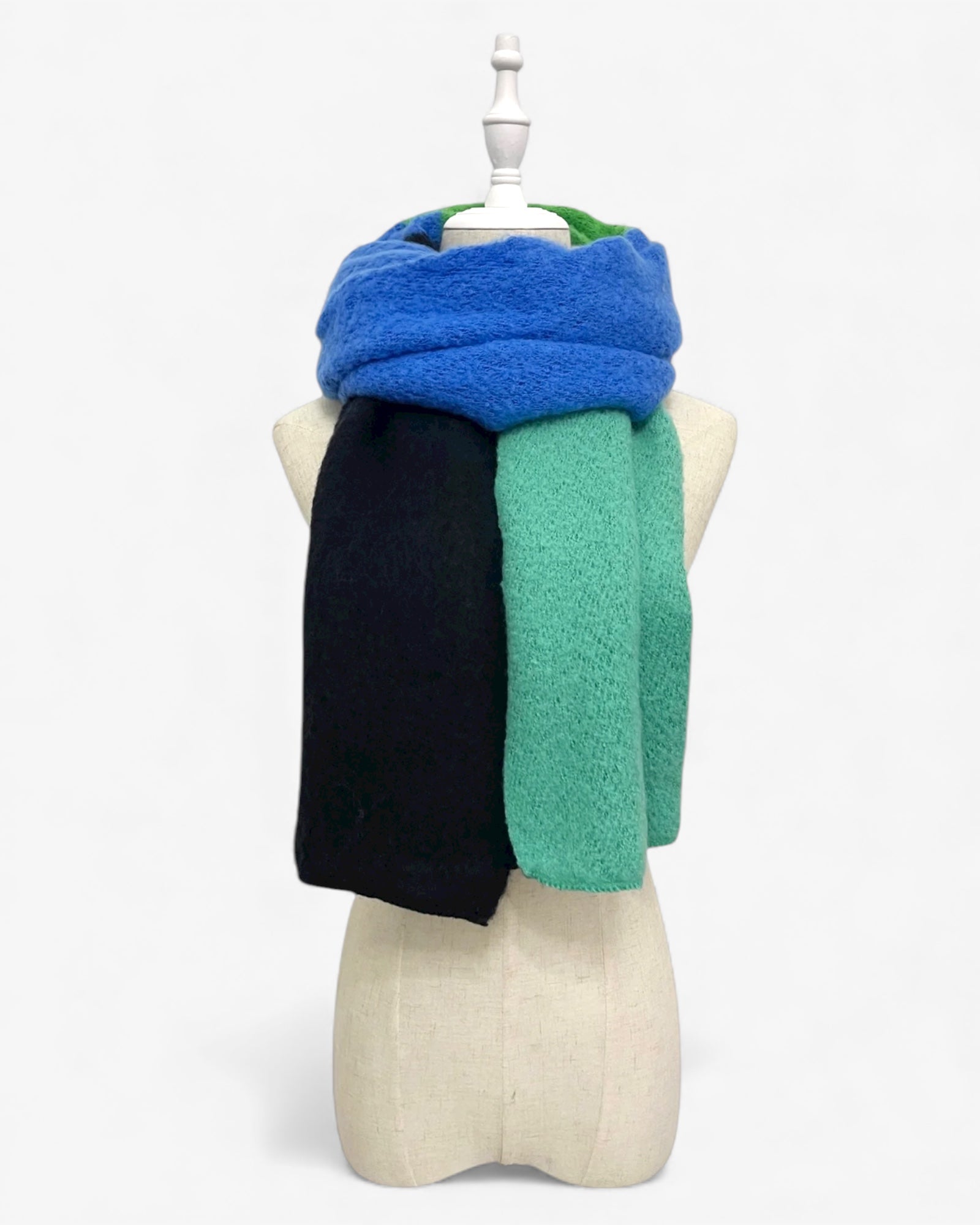Block Colour Diagonal Edge Wool Scarf