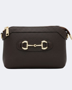 Leather Small Crossbody Bag - Dark Brown