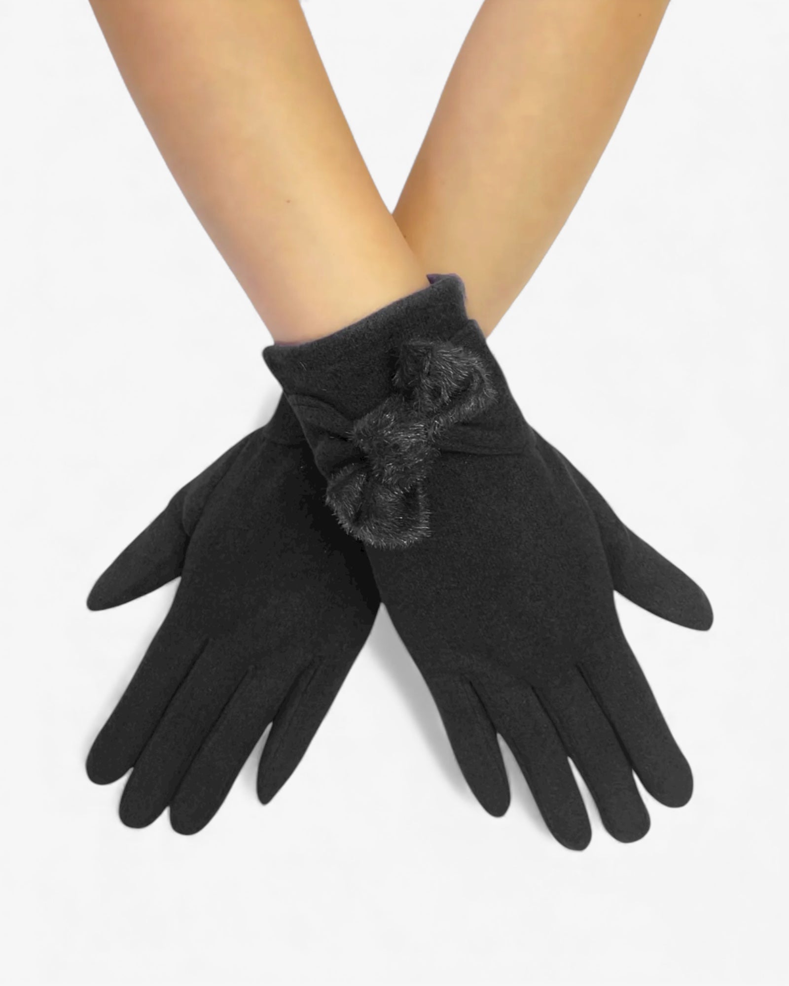 Twist Bow Plain Touchscreen Gloves