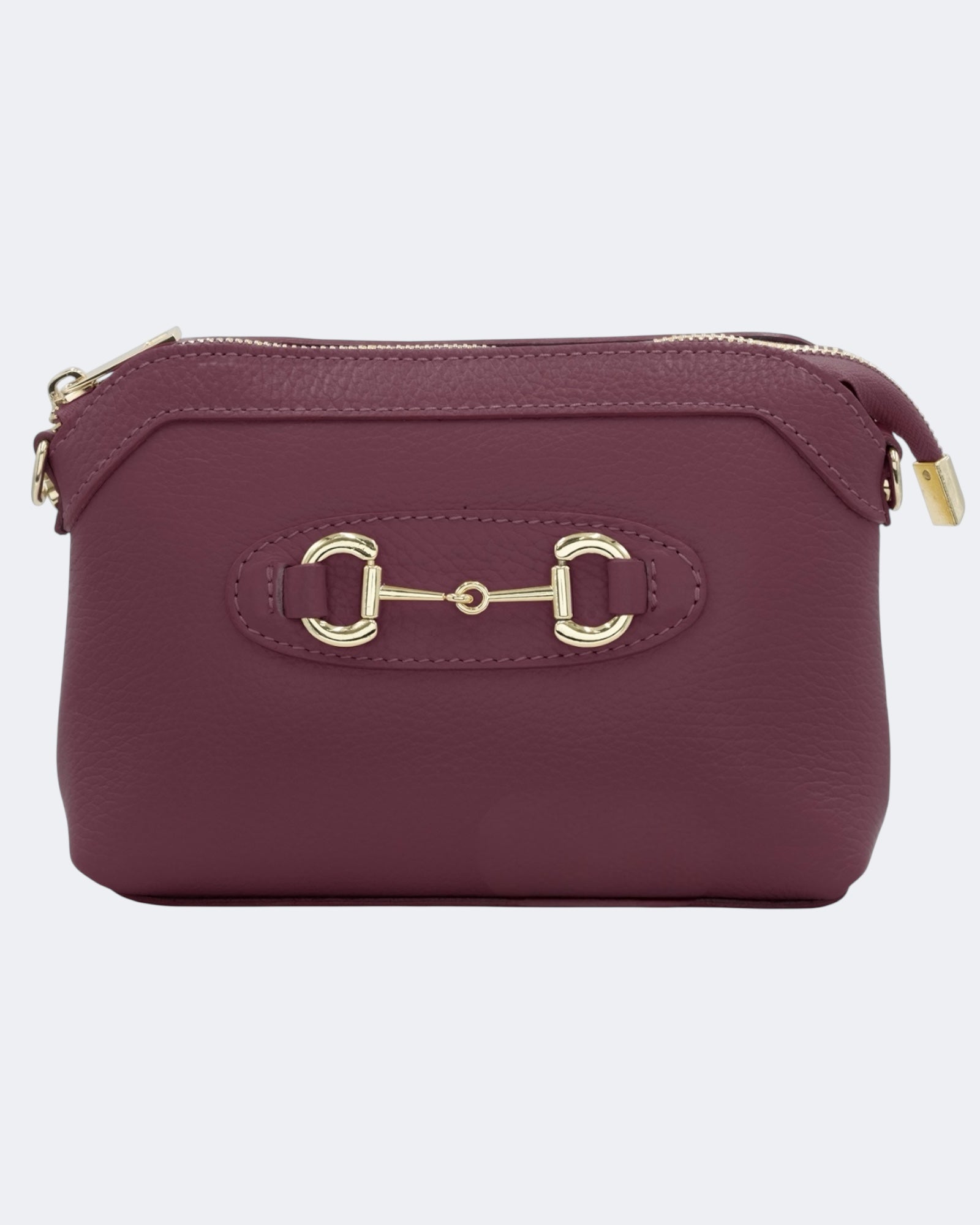 Leather Small Crossbody Bag - Burgundy