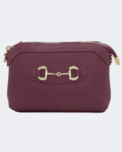 Leather Small Crossbody Bag - Burgundy