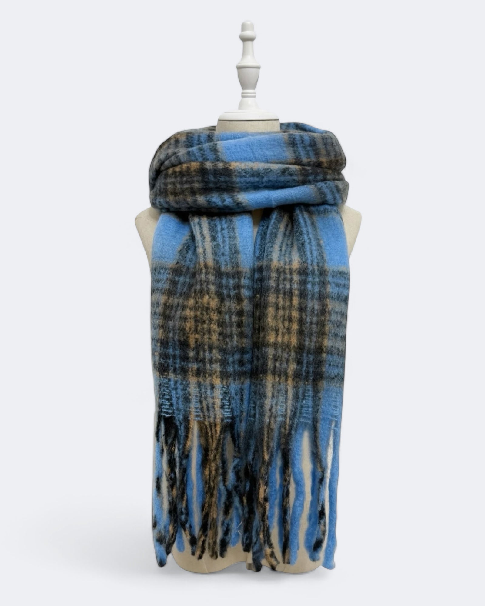 Tartan Check Wool Cosy Tassel Scarf
