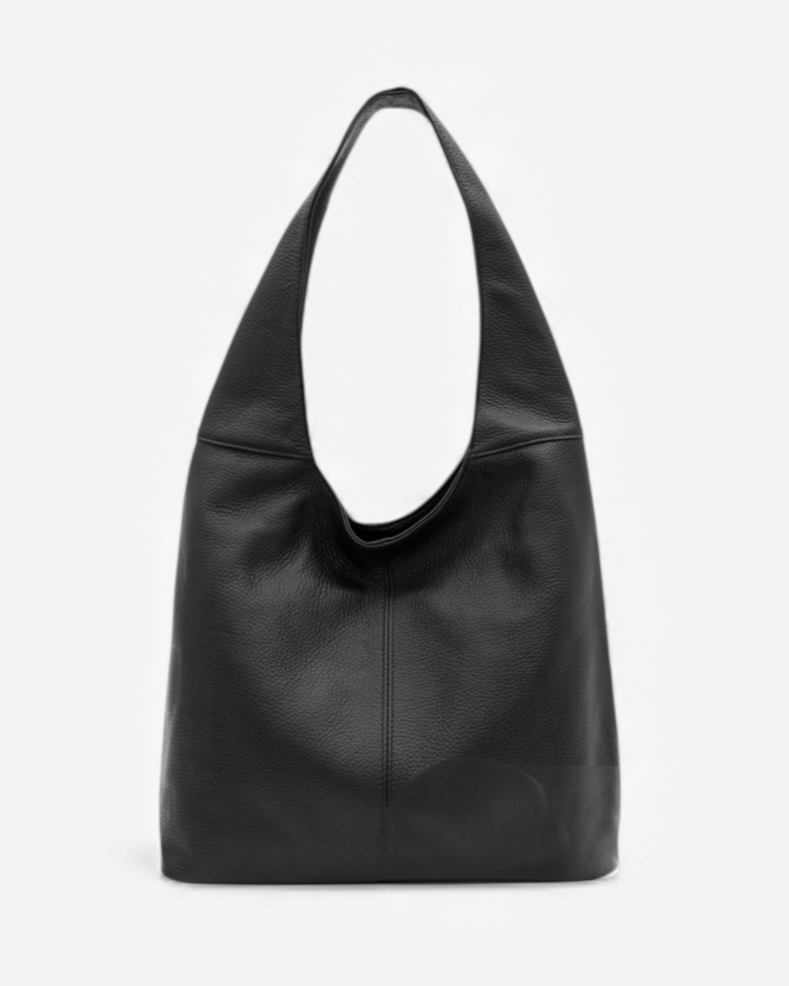 Black Leather Plain Hobo Bag