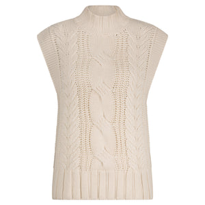 Red Button - Sleeveless Cable Vest