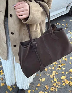 Suede Tote Bag - Chocolate Brown