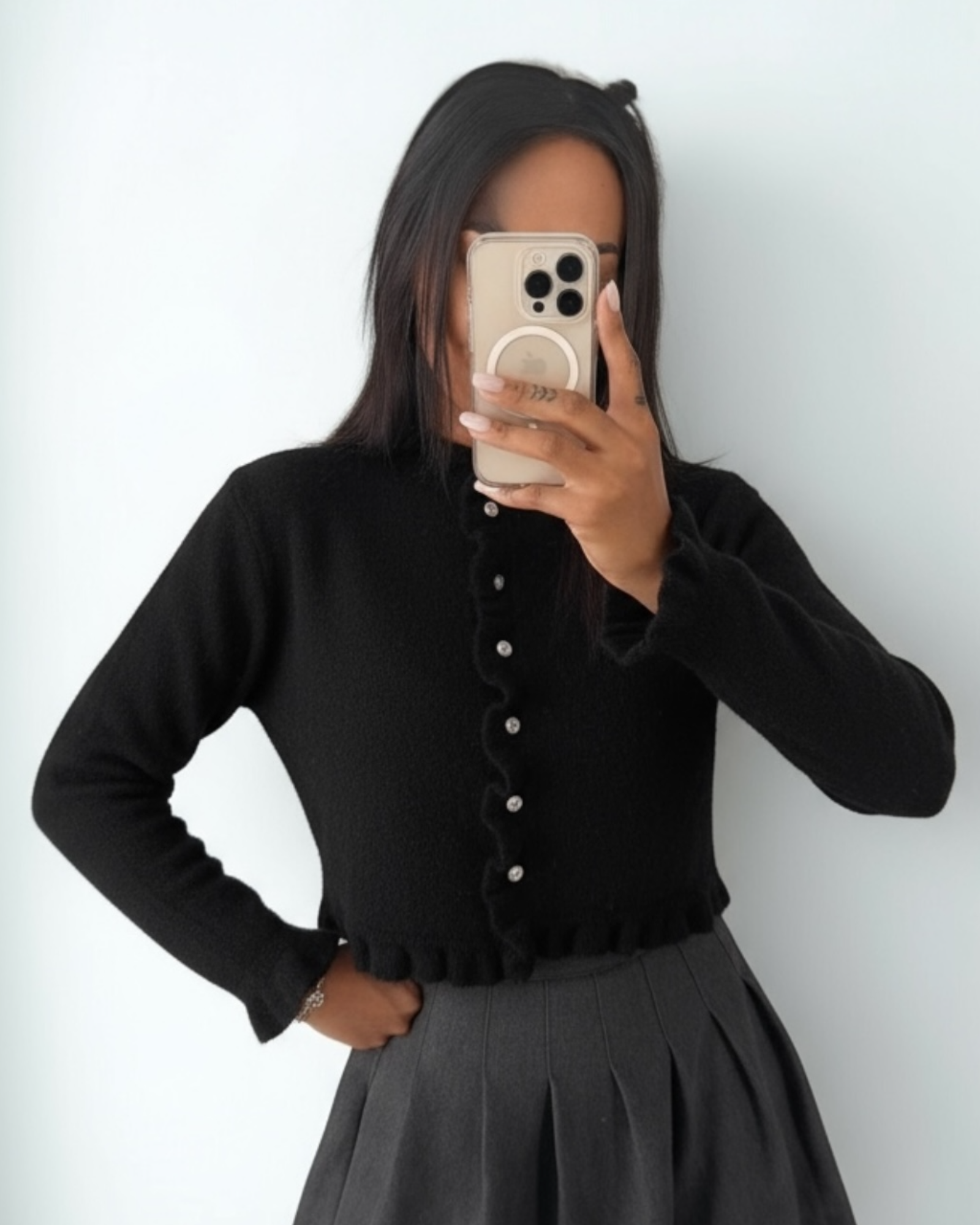 Ruffled Cardigan With Alpaca