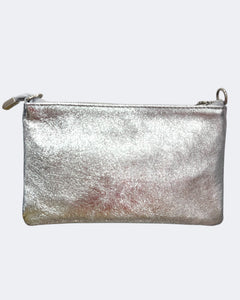 Leather Metallic Clutch Bag