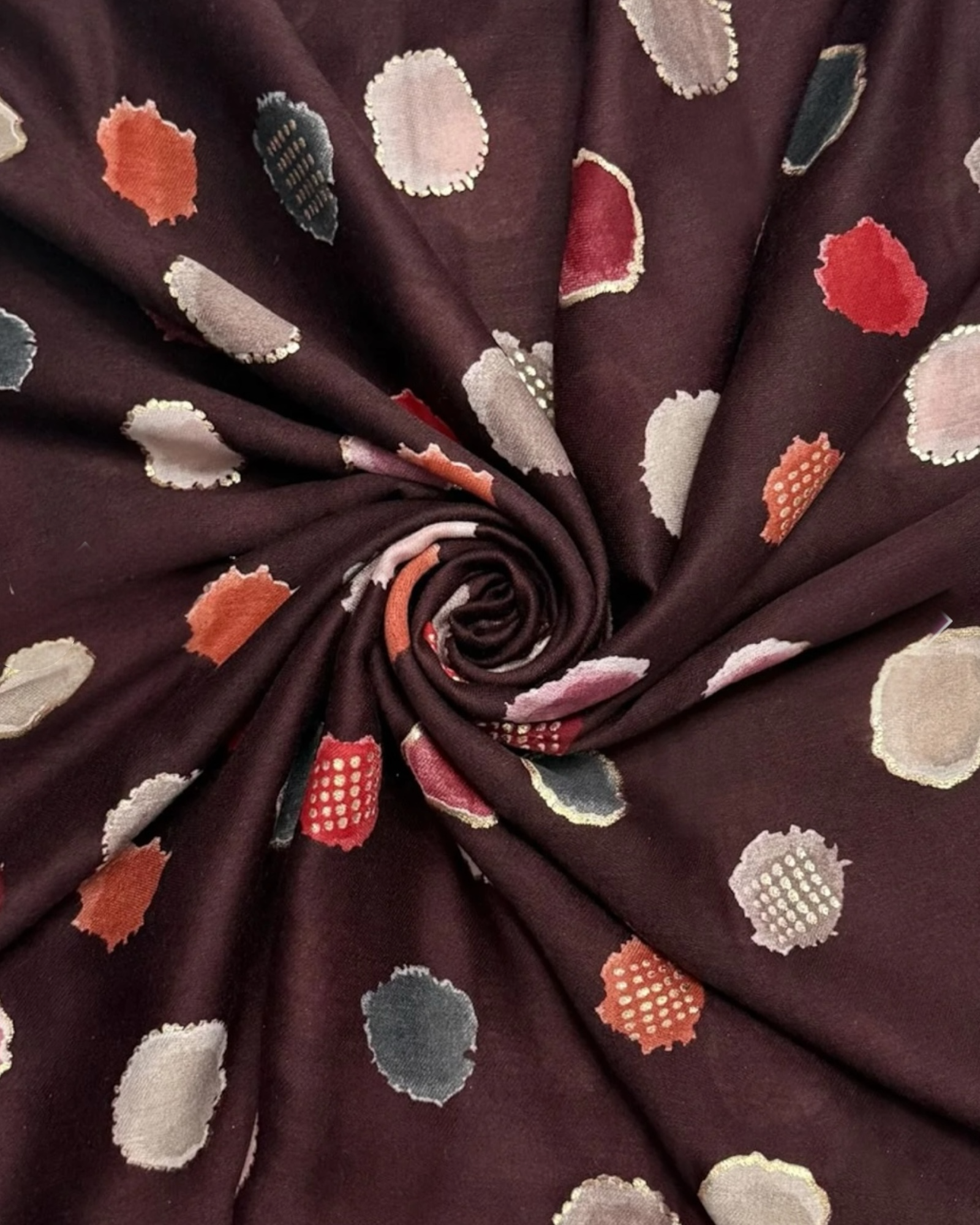 Foiled Polka Dot Scarf - Maroon